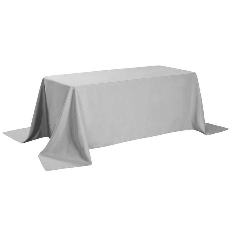 Cupuamon Rectangle Tablecloth 90x156 inch Washable Polyester Fabric Table Cloth for Wedding Party Dining Banquet Decorationï¼ˆ90x156, Silverï¼‰ - Image 2